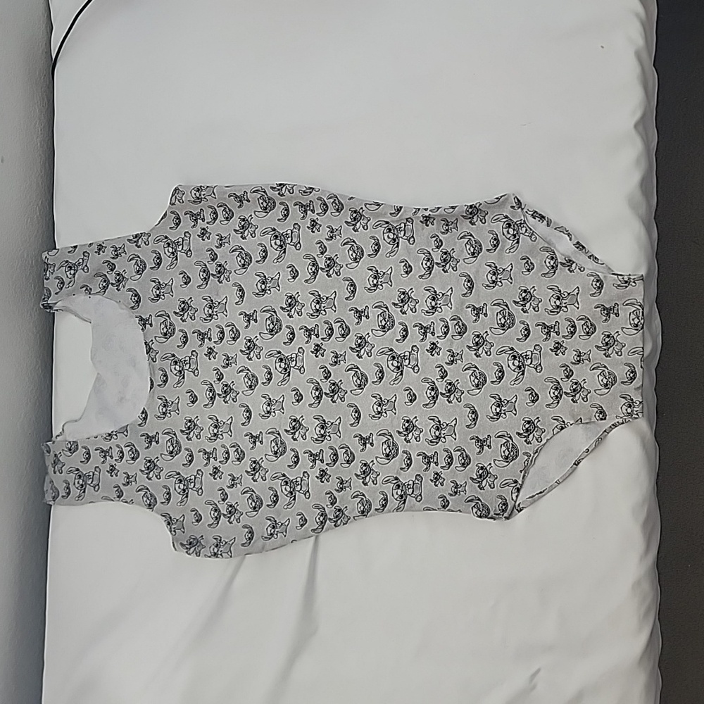 Hand Crafted Hand Made Gray Disney Stitch One Piece Bodysuit